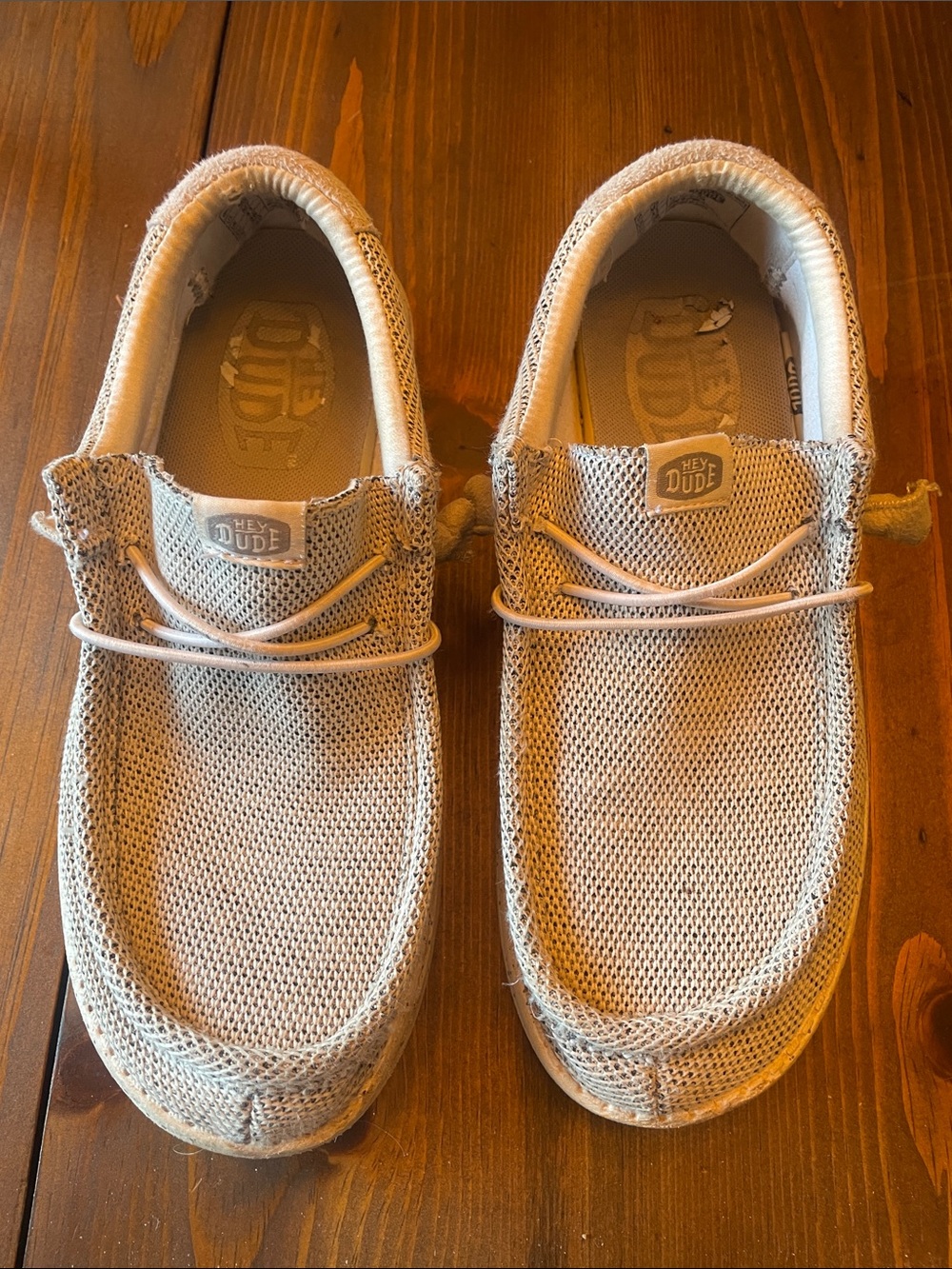 Hey Dude Men’s Lightweight Knit Slip-On Loafers - stone white size 8